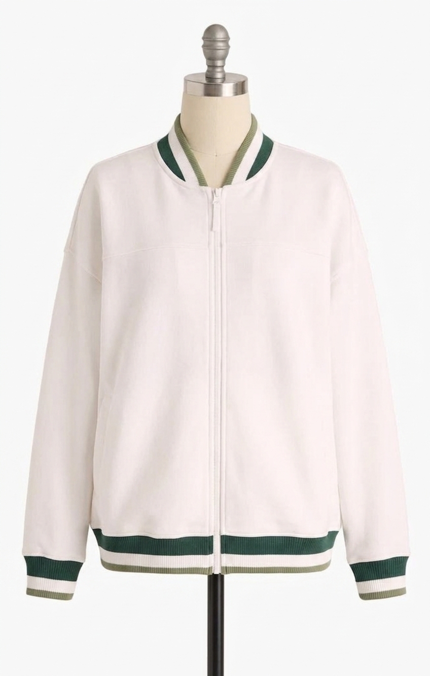 NEW Z SUPPLY hampton varsity jacket in white